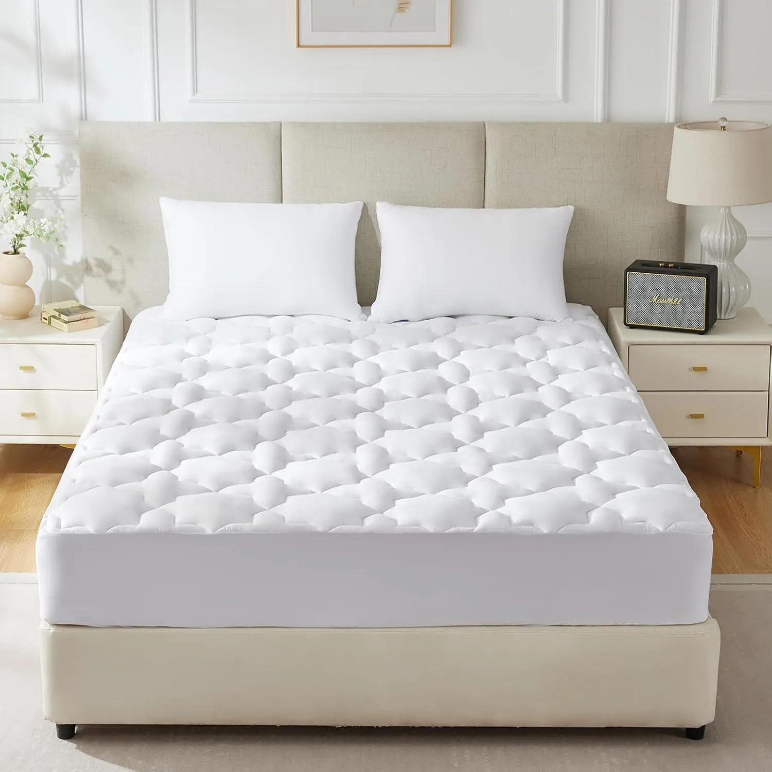 Cozylux Twin XL Cotton Mattress Pad Deep Pocket Quilted Mattress Cover Extra Long for College Dorm PillowTop Mattress Protector Up to 20", Fitted Sheet Mattress Cover, 39x80 inches, White