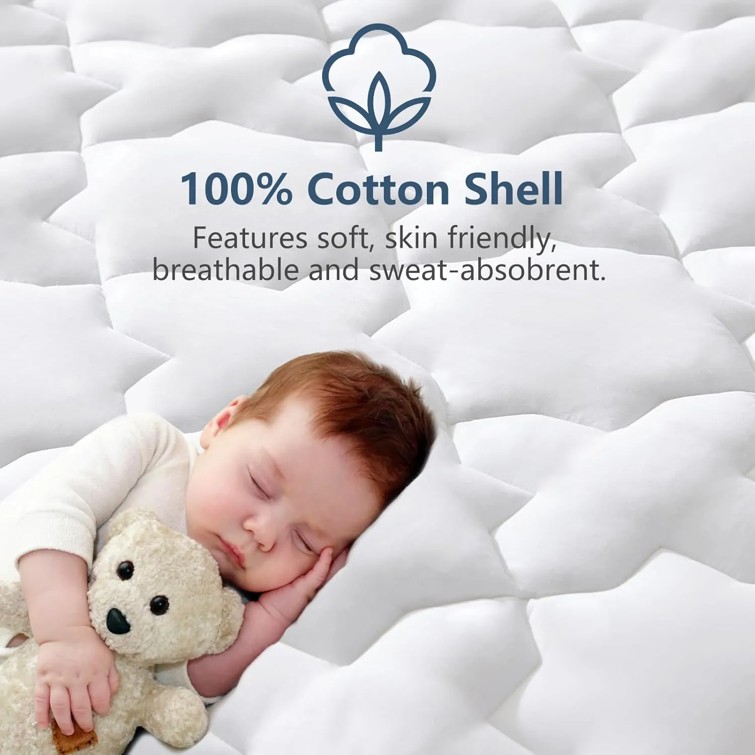 Cozylux Twin XL Cotton Mattress Pad Deep Pocket Quilted Mattress Cover Extra Long for College Dorm PillowTop Mattress Protector Up to 20", Fitted Sheet Mattress Cover, 39x80 inches, White