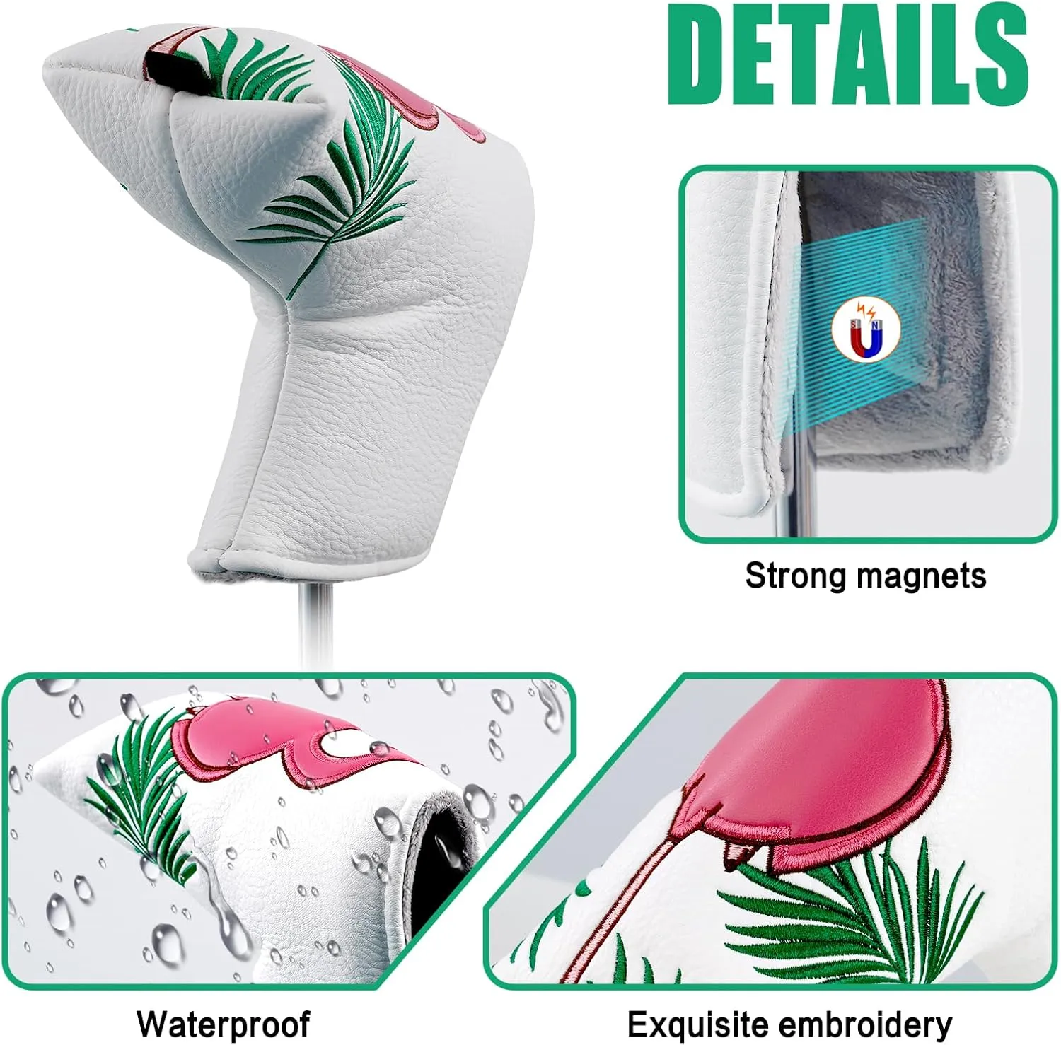 Craftsman Golf Flamingo White Golf Driver Fairway Wood Hybrid Putter Headcover Head Cover