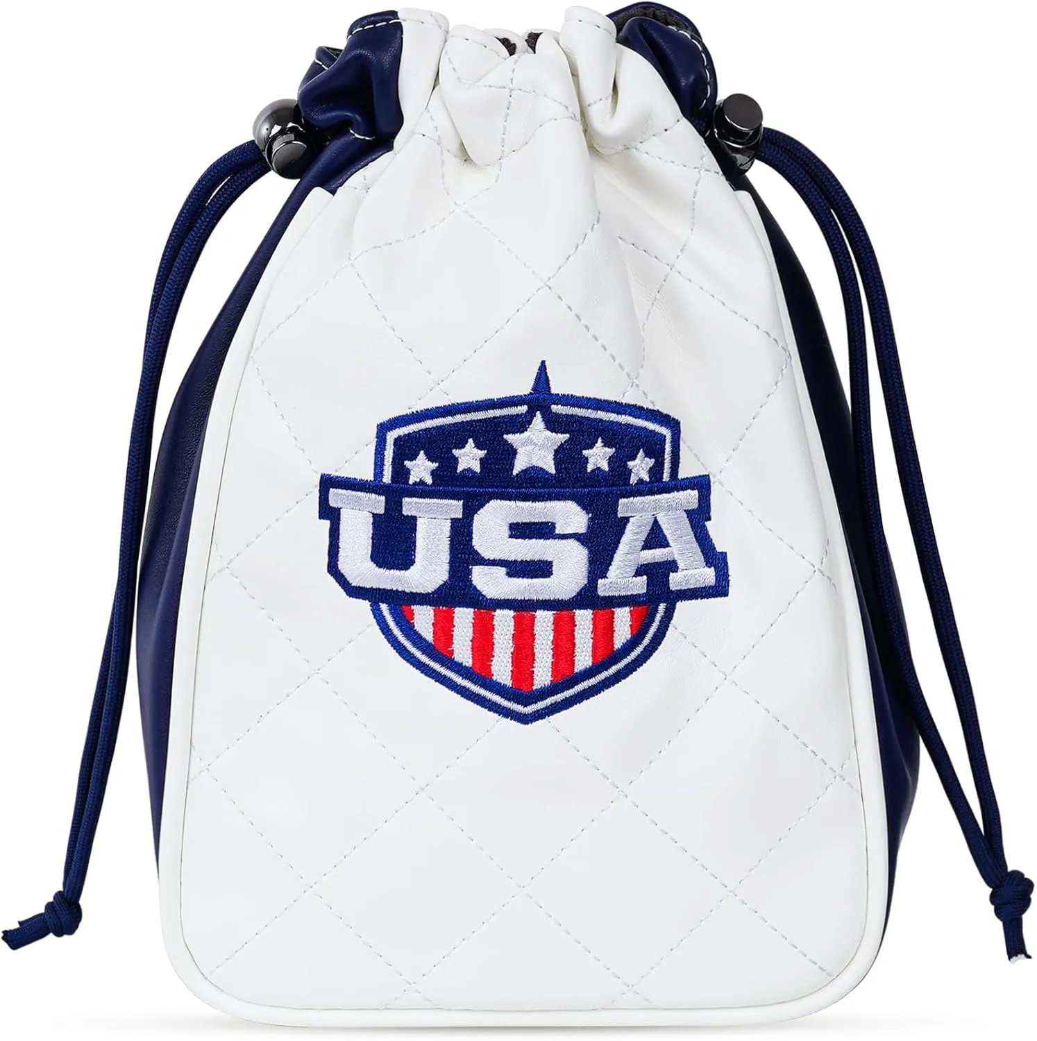 Craftsman Golf USA Shield Leather Golf Valuables Pouch Bag Drawstring Closure Diamond Pattern