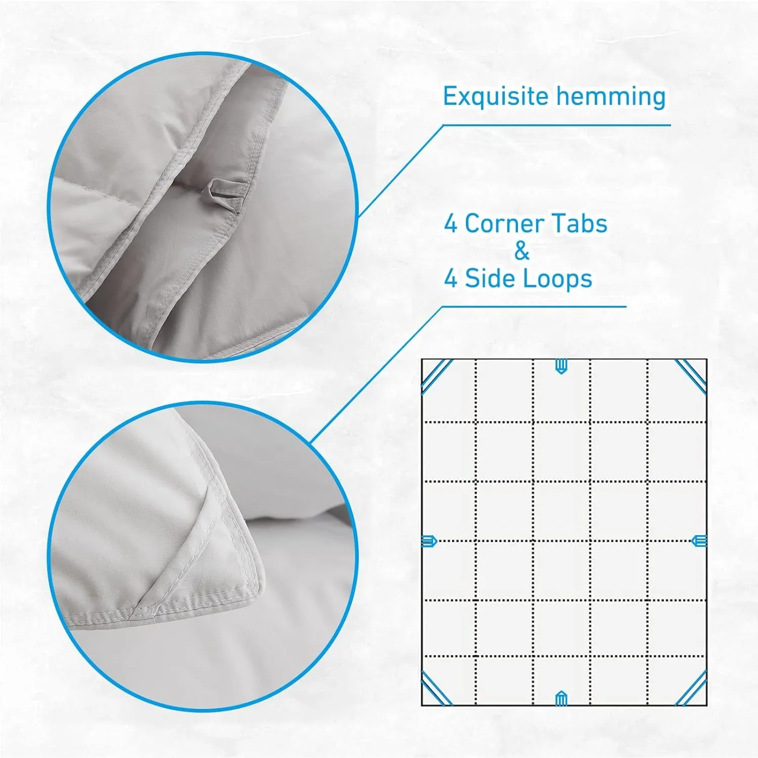 CYMULA Goose Feather Down Comforter Queen Size, Medium Warm Down Duvet Insert, Fluffy Bedding 56 Oz Down Filled with 8 Corner Tabs,Machine Washable Grey Solid Comforter for All Seasons (90X90)