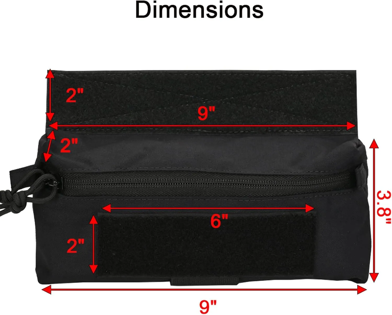Dangler Pouch Mini Drop Pouch SACK Pouch Abdominal Fanny Pack with Hook and Loop YKK Zipper Tourniquet Holder for Vest Chest Rig (Black)