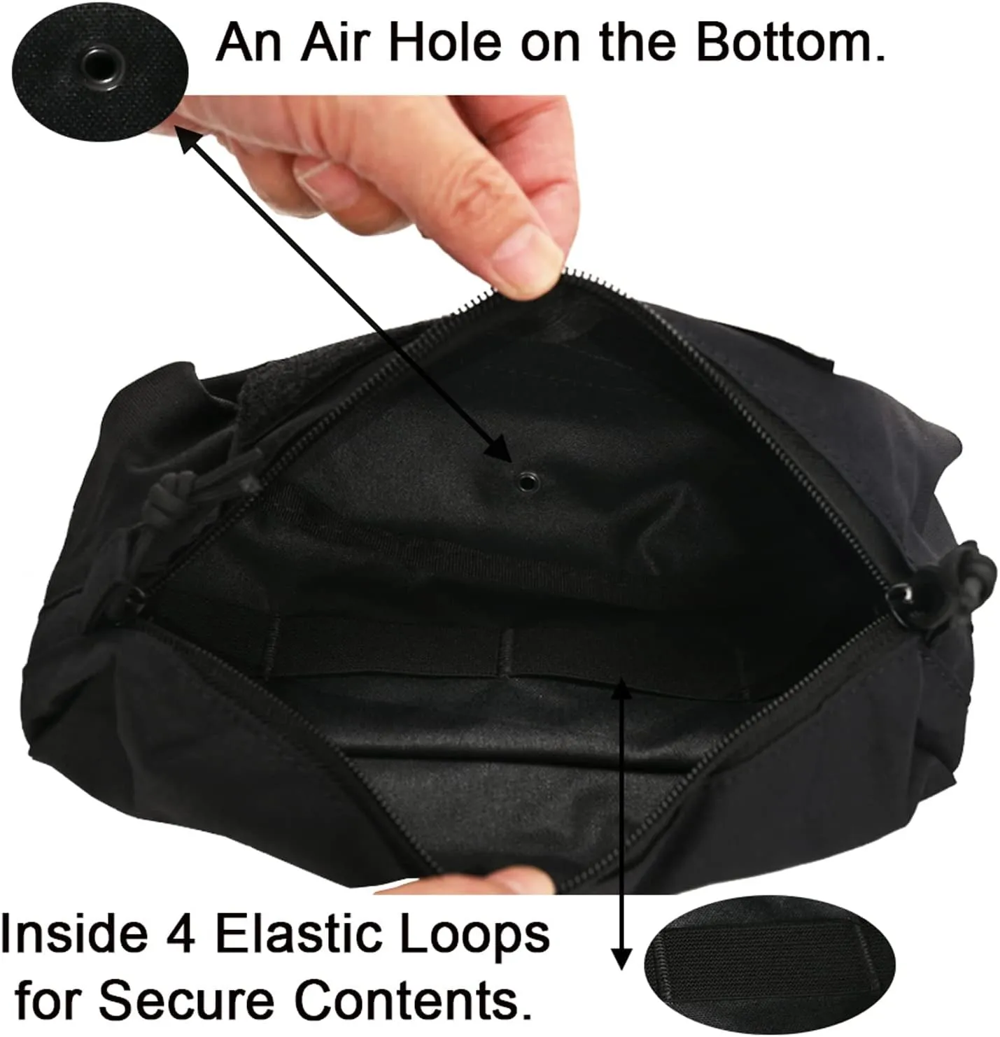 Dangler Pouch Mini Drop Pouch SACK Pouch Abdominal Fanny Pack with Hook and Loop YKK Zipper Tourniquet Holder for Vest Chest Rig (Black)