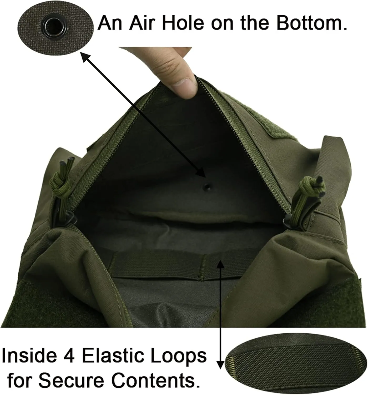 Dangler Pouch Mini Drop Pouch SACK Pouch Abdominal Fanny Pack with Hook and Loop YKK Zipper Tourniquet Holder for Vest Chest Rig (Ranger Green)