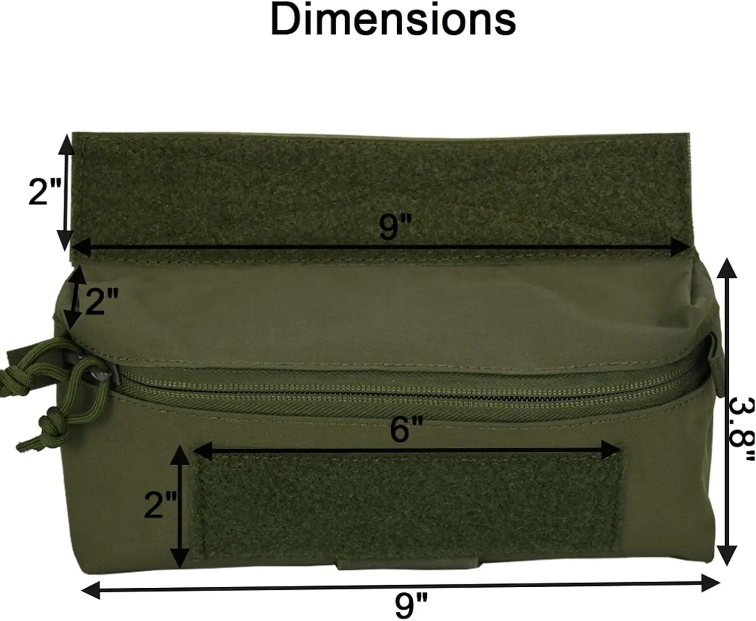 Dangler Pouch Mini Drop Pouch SACK Pouch Abdominal Fanny Pack with Hook and Loop YKK Zipper Tourniquet Holder for Vest Chest Rig (Ranger Green)