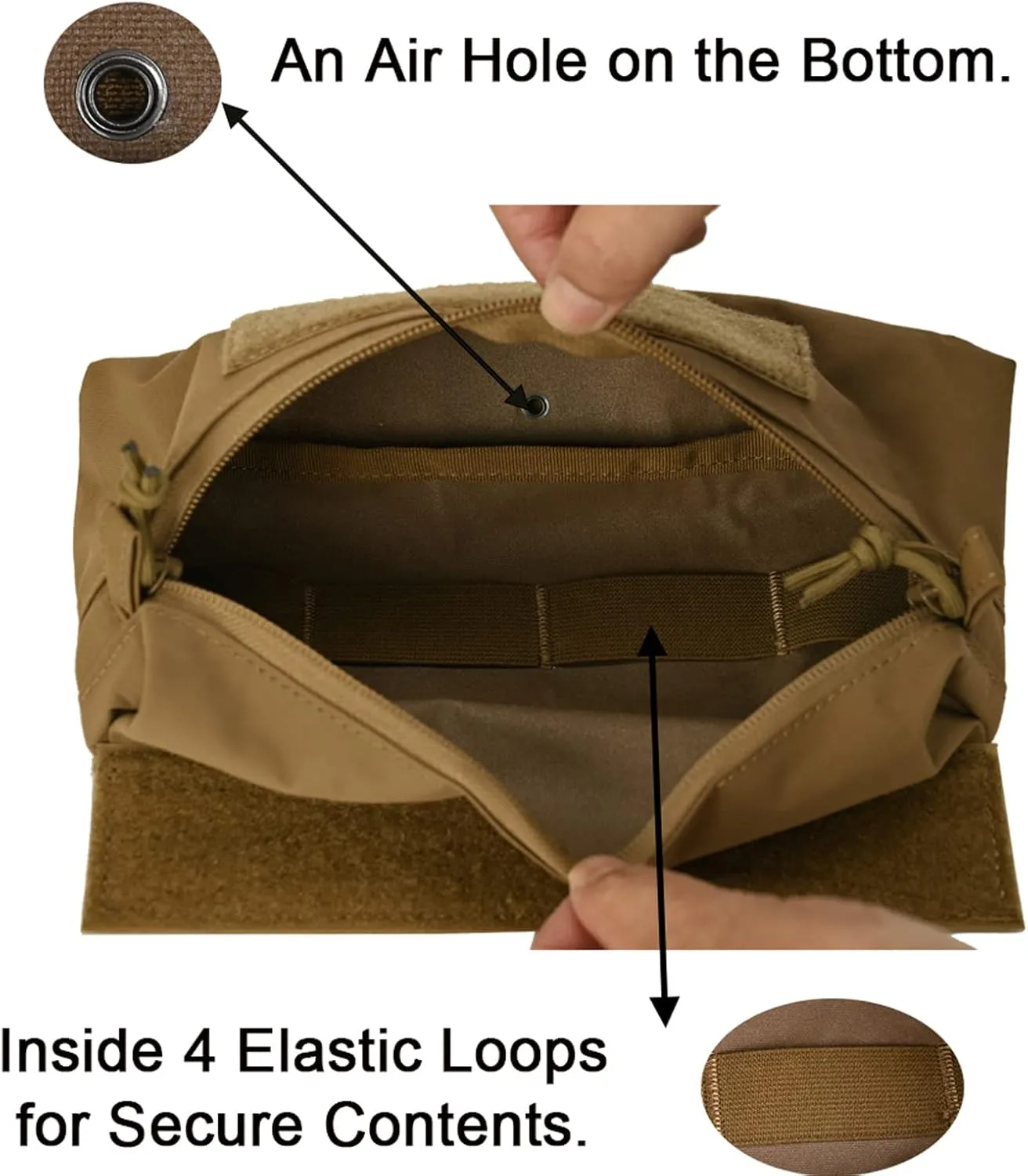Dangler Pouch Mini Drop Pouch SACK Pouch Abdominal Fanny Pack with Hook and Loop YKK Zipper Tourniquet Holder for Vest Chest Rig(Coyote Brown)
