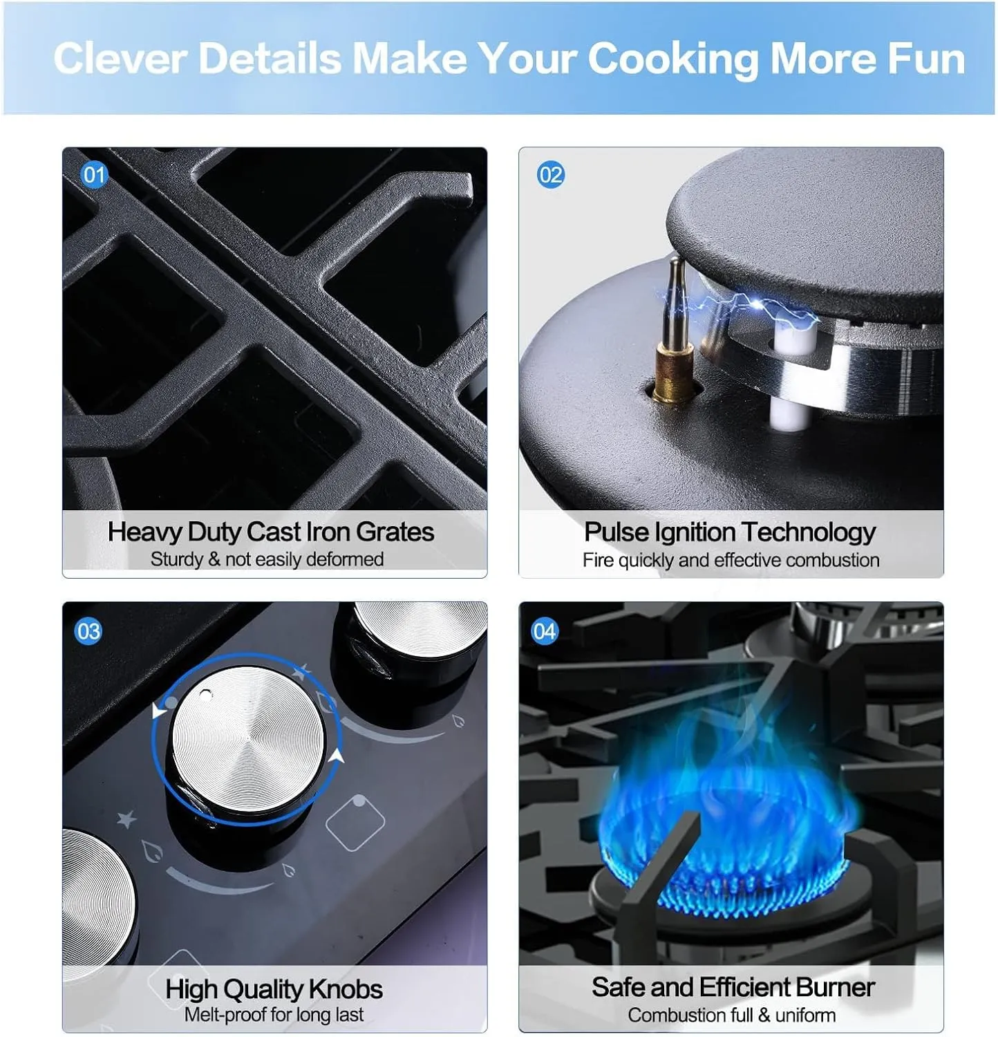 Davivy 34 inch Gas Cooktop,5 Burner Gas Stove Top,Built in All Black Tempered Glass Surface Gas Cooktop - NG/LPG Convertible,Dual Fuel,Thermocouple Protection,CSA Certified,36004 BTU,Easy Installation