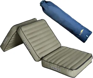 Detachable Tri-Folding Sleeping Pad with Pump Sack – 5.5" Ultra-Thick Camping Air Mattress Quick Inflate, Zipper Design for Detachment, Machine Washable, Family Pad for Traveling, Green