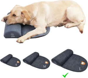 Dog Bolster Pillow for Large Dogs, Benefit for Cervical Vertebra and Neck, Easy to Carry When Traveling, with High Resilience Foam, Machine Washable Cover＆Easy to Clean (Dark Gray, Large)