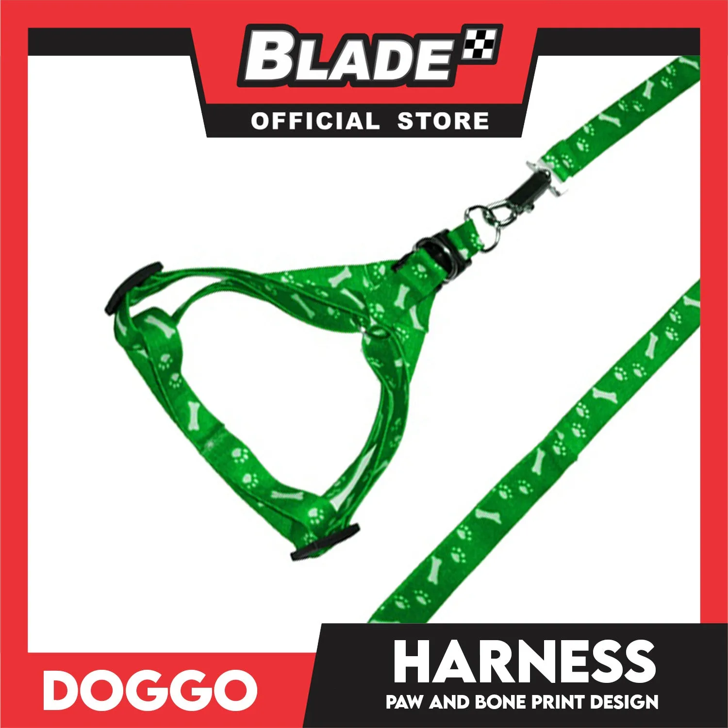 Doggo Harness Leash With Design Small Size (Green) Harness Leash for Your Puppy