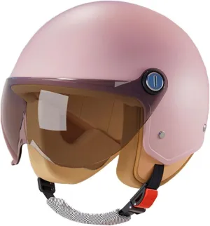 DOT Approved Fashion Vespa Adult Motorcycle Half Helmet, Four Seasons Vintage Motorbike Helmet with Sun Visor, Quick Release Buckle Youth Electric Scooter Moped Helmet