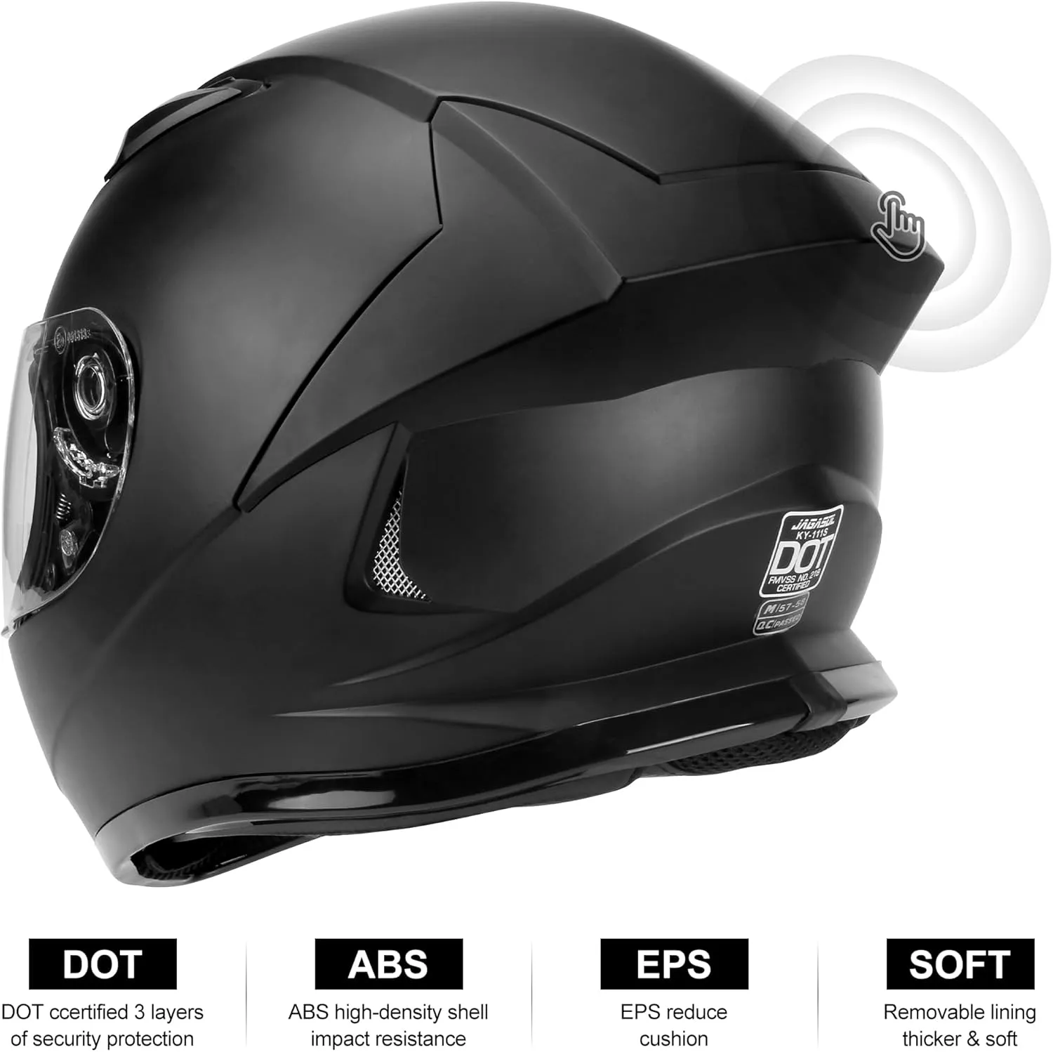 DOT Lightweight Full Face Motorcycle Street Bike Helmets with Extra Tinted Visor for Adults Men and Women, DOT Approved(Matte Black,L)