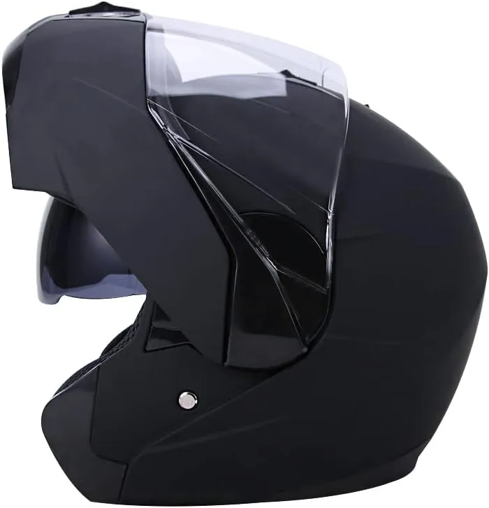 DOT Modular Motorcycle Full Face Helmet Flip-Up Dual Visor, Lightweight & DOT Approved, Matte Black