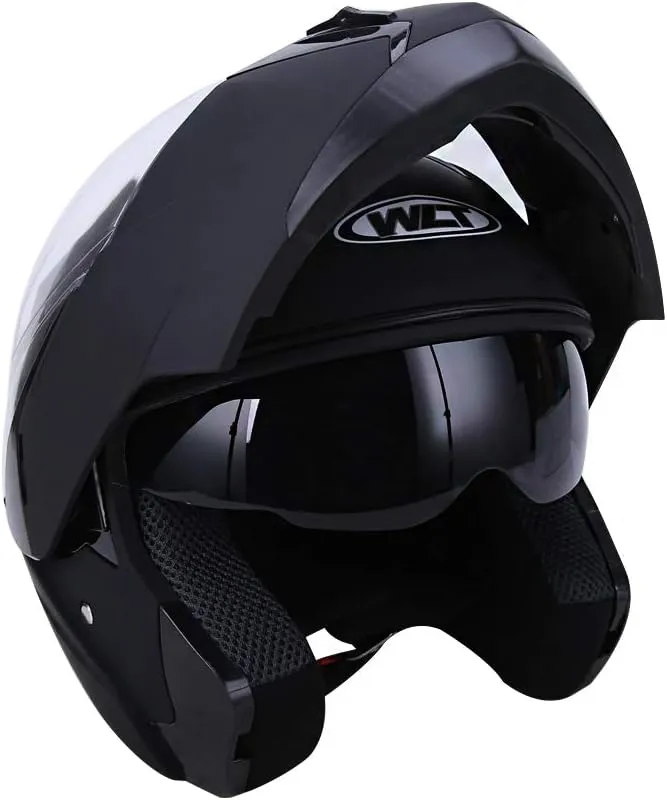 DOT Modular Motorcycle Full Face Helmet Flip-Up Dual Visor, Lightweight & DOT Approved, Matte Black