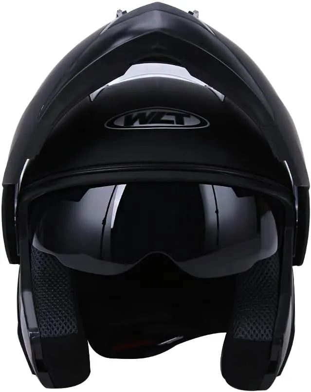 DOT Modular Motorcycle Full Face Helmet Flip-Up Dual Visor, Lightweight & DOT Approved, Matte Black
