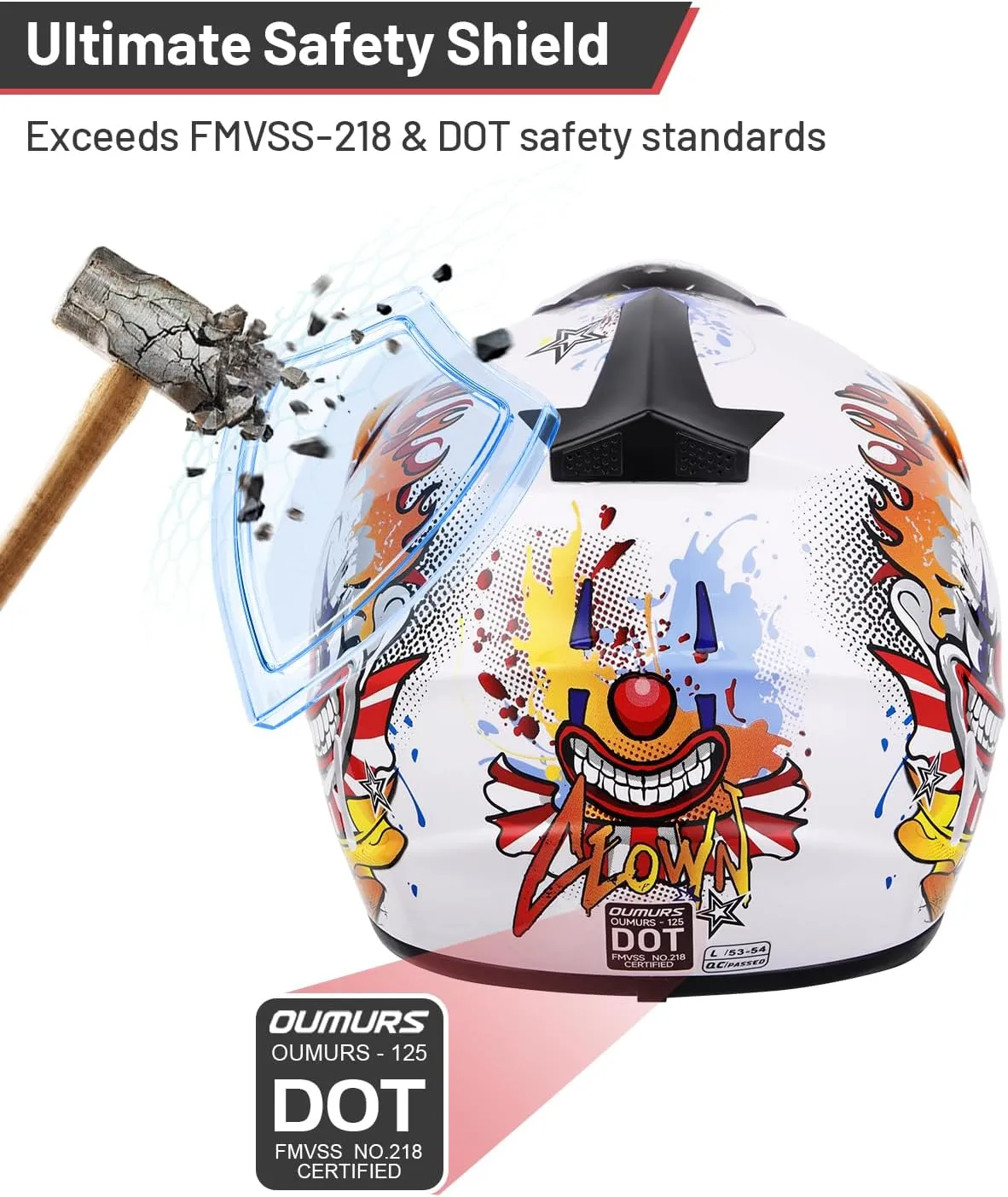 DOT Youth Dirt Bike Helmet with Goggles & Gloves for 5-14 Years Old, Kid ATV Helmets for Youth Boys Girls, Four Wheeler Helmet Kids, Motocross BMX MX UTV Offroad Street Go Kart Dirt Bike Joker
