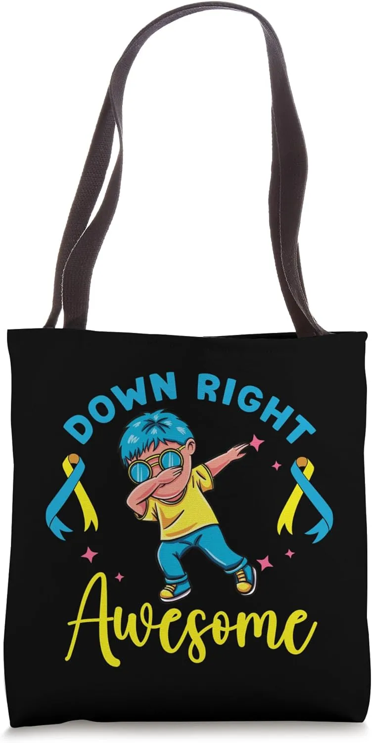 Down Syndrome Down Right Awesome Dabbing Boy Awareness Tote Bag