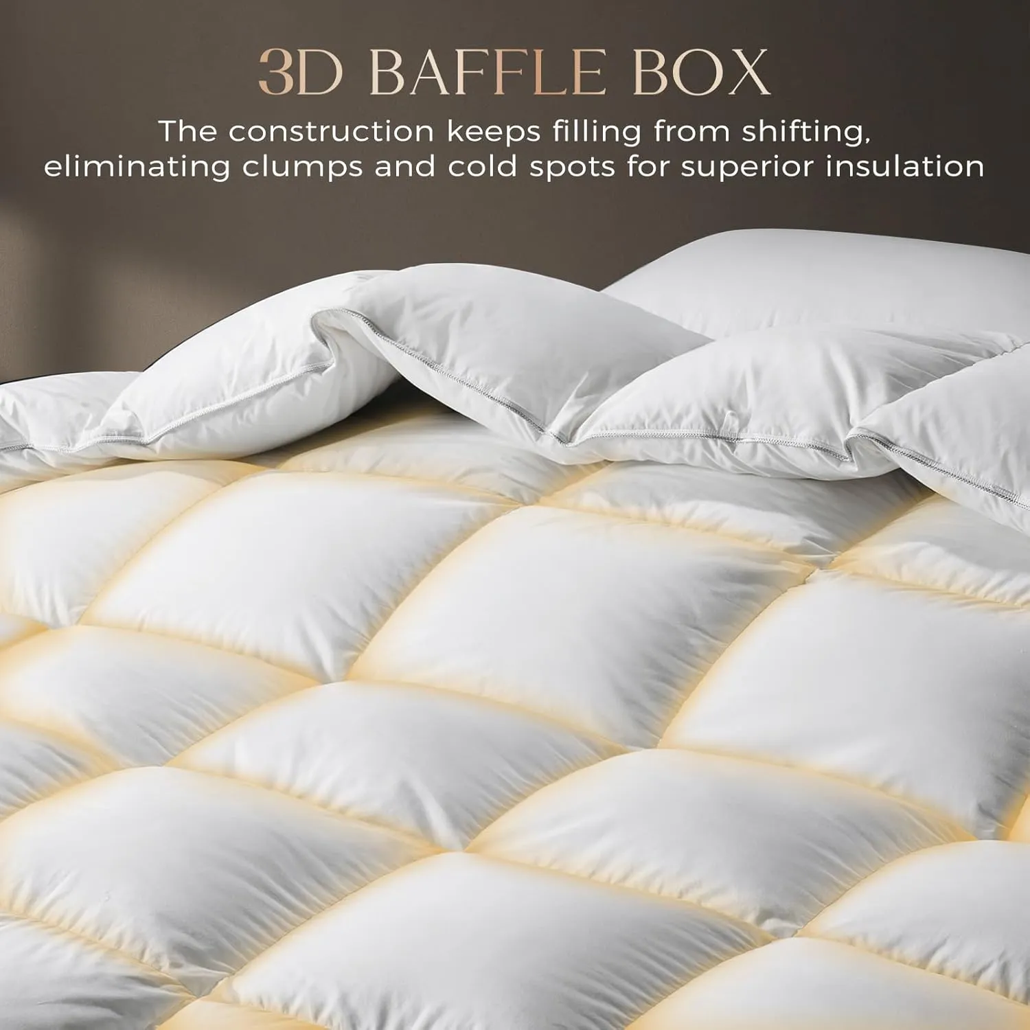 downluxe Luxurious Down Comforter Queen Size with Premium Fabric, All Seasons Medium Warmth Duvet Insert Queen, Hotel Collection Down Comforter Queen Size with Corner Tabs (90x90, Queen, White)