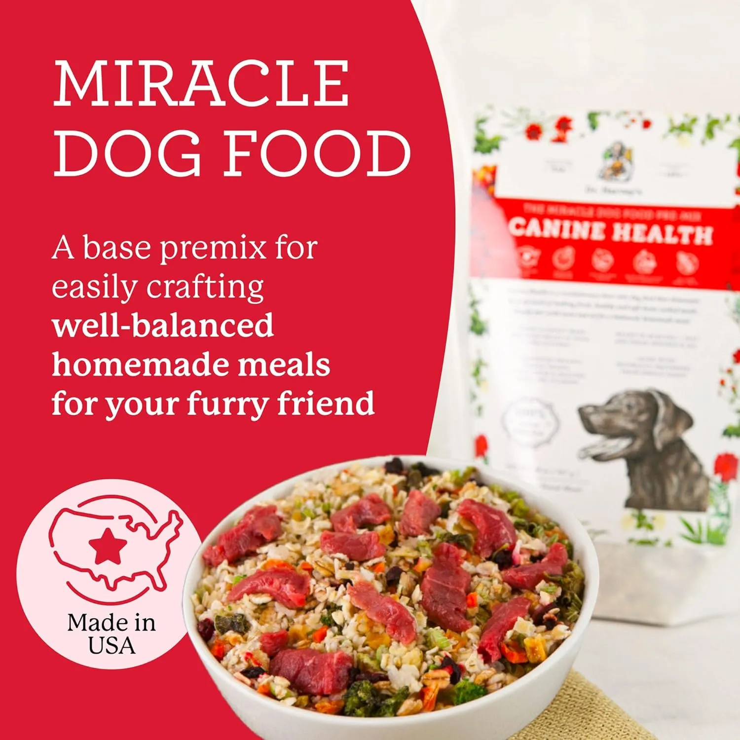 Dr. Harvey's Canine Health Miracle Dog Food, Human Grade Dehydrated Base Mix for Dogs with Organic Whole Grains and Vegetables (5 Pounds)