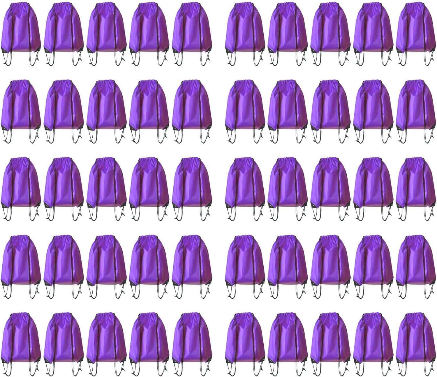 Drawstring Backpack Bulk 50 Packs Draw String Bags for Gym Sports Trip Pedestrianism ride Cinch Sack DIY for Women Men (purple)