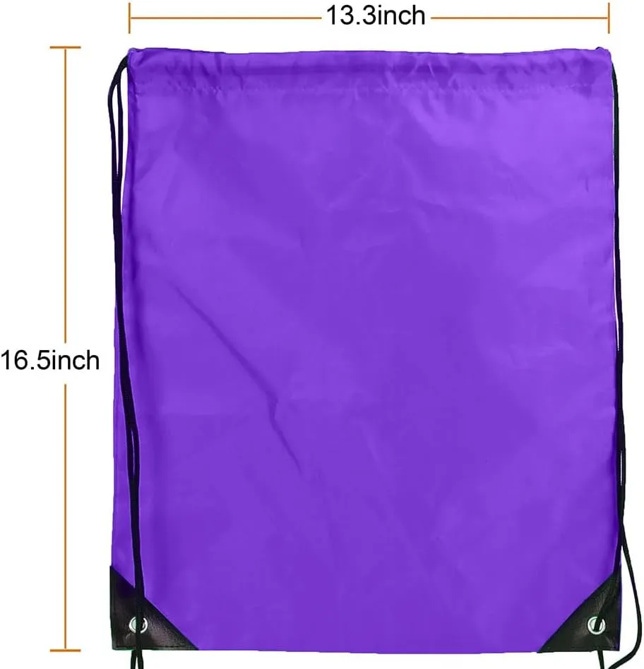 Drawstring Backpack Bulk 50 Packs Draw String Bags for Gym Sports Trip Pedestrianism ride Cinch Sack DIY for Women Men (purple)