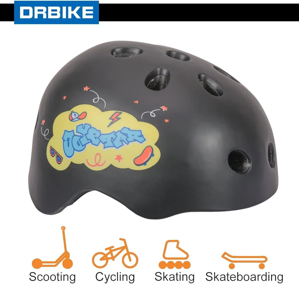 DRBIKE Kids Bike Helmet for Toddlers and Kids Ages 3-8, Adjustable Multi-Sport Boys Girls Helmet for Cycling Snowboard Roller Skating Scooter, Multiple Colors