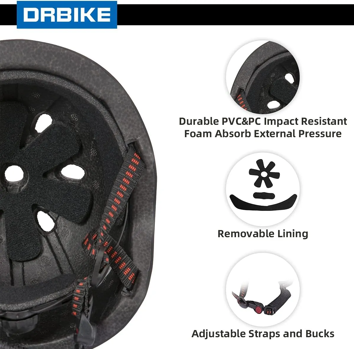 DRBIKE Kids Bike Helmet for Toddlers and Kids Ages 3-8, Adjustable Multi-Sport Boys Girls Helmet for Cycling Snowboard Roller Skating Scooter, Multiple Colors