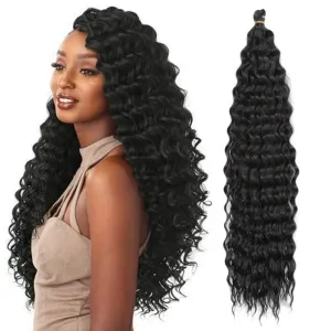 Dsoar Water Wave Twist Crochet Hair Deep Twist Hair Bundles Synthetic Curly Braiding Hair Extension Ombre Curl Braiding Hairpiece, 22Inch 3 Packs