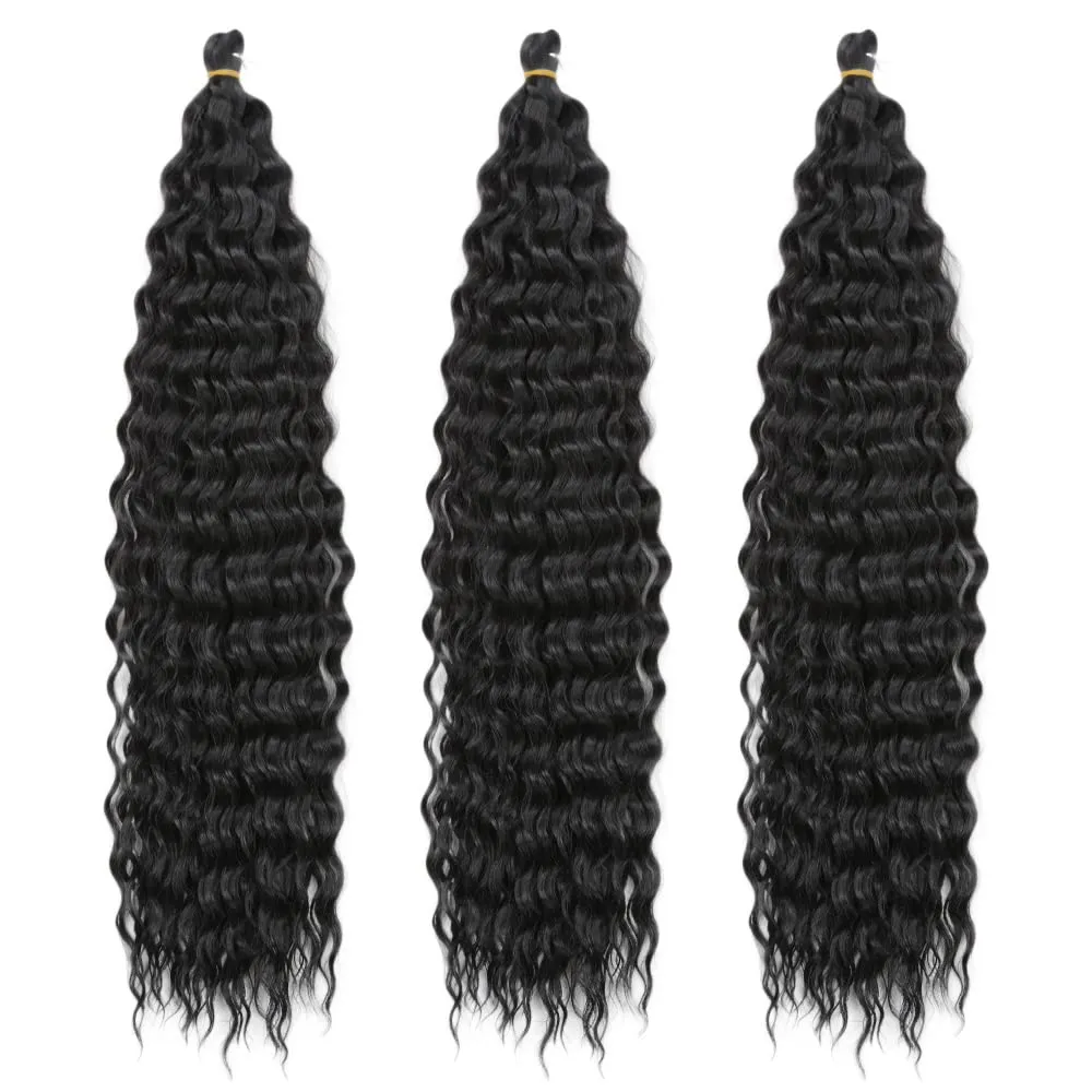 Dsoar Water Wave Twist Crochet Hair Deep Twist Hair Bundles Synthetic Curly Braiding Hair Extension Ombre Curl Braiding Hairpiece, 22Inch 3 Packs