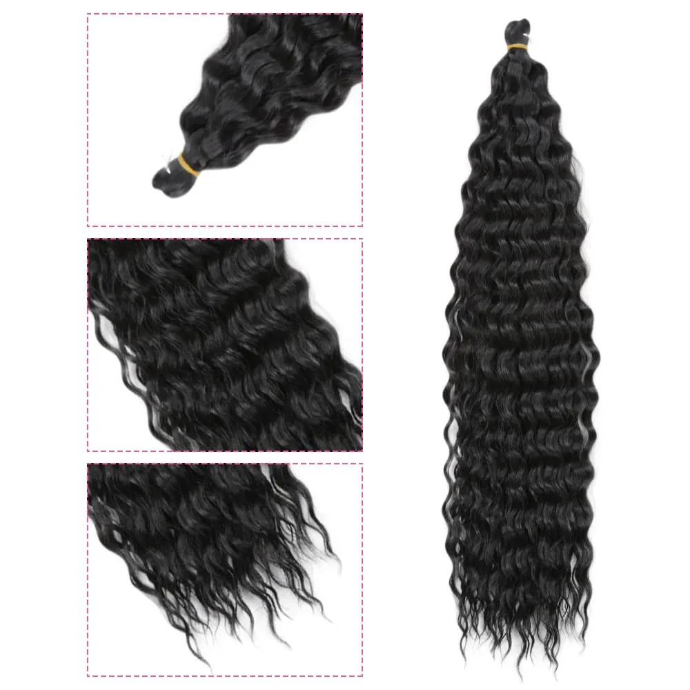 Dsoar Water Wave Twist Crochet Hair Deep Twist Hair Bundles Synthetic Curly Braiding Hair Extension Ombre Curl Braiding Hairpiece, 22Inch 3 Packs