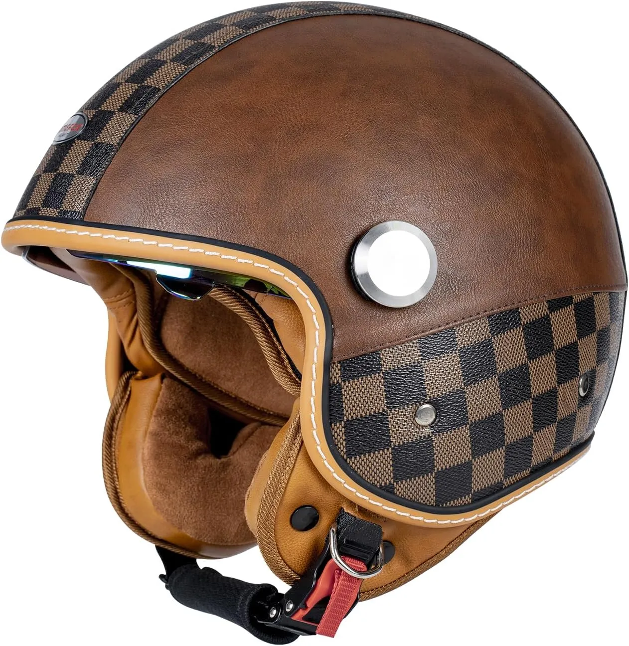 Dual Visor 3/4 Open Face Motorcycle Helmet for Men & Women, DOT Approved Unisex Retro Half Helmet，Motorbike Casco for Moped Cruiser Bobber and Chopper