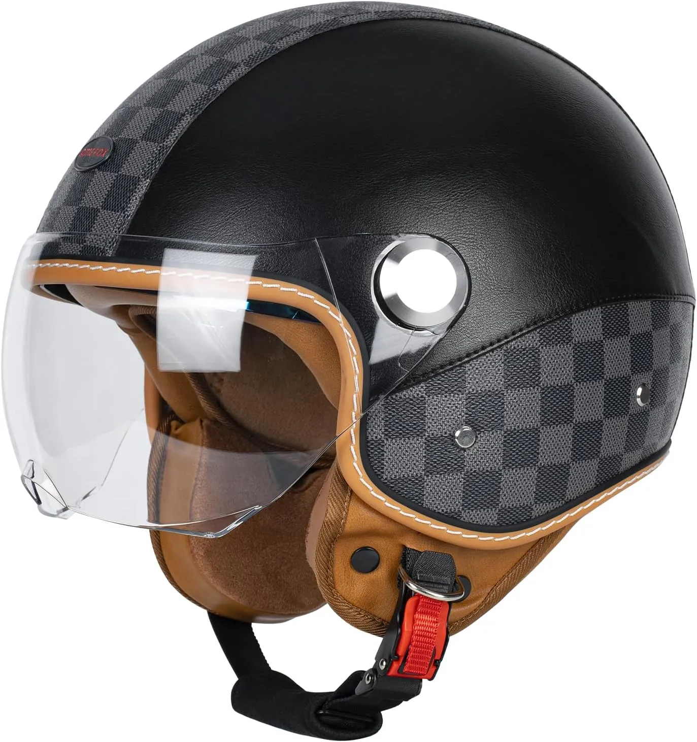 Dual Visor 3/4 Open Face Motorcycle Helmet for Men & Women, DOT Approved Unisex Retro Half Helmet，Motorbike Casco for Moped Cruiser Bobber and Chopper