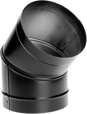 DuraVent DuraBlack 6 Inches Stainless Steel Single Wall Wood Burning Stove 45 Degree Elbow Pipe Connector to Vent Smoke and Exhaust, Black