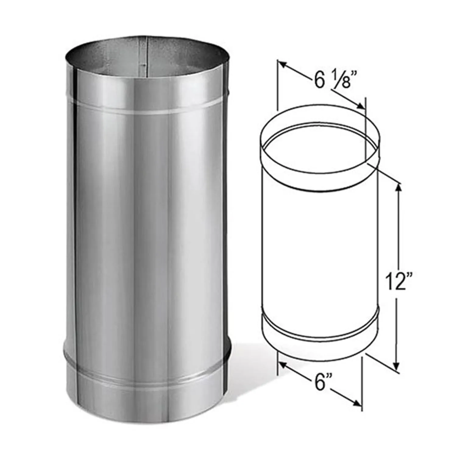 DuraVent DuraBlack 6DBK-12SS 12 x 6 Inches Stainless Steel Single Wall Wood Burning Stove Pipe Connector to Vent Smoke and Exhaust, Silver
