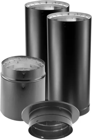 DuraVent DVL 6 x 6 Inch Diameter Stainless Inch Steel Double Wall Ceiling Chimney Wood Burning Stove DVL Pipe Connector Kit, Black
