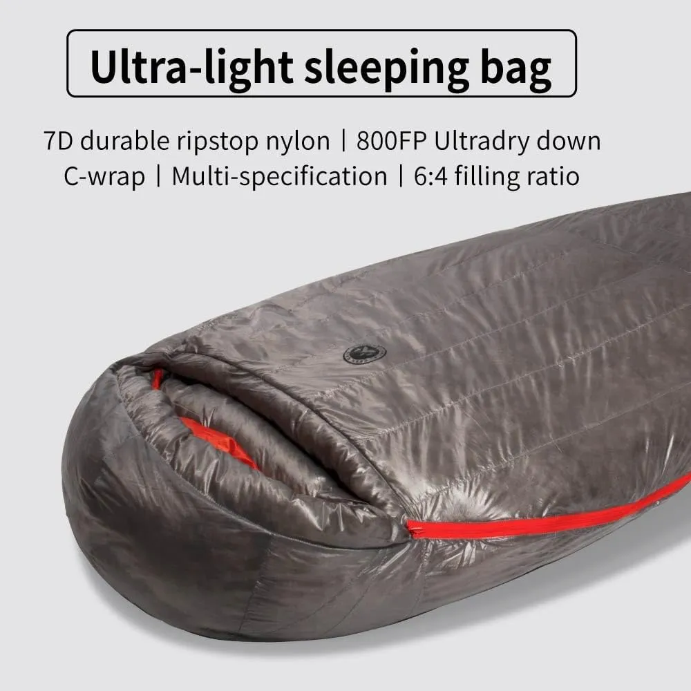 Dusk Upgrade 7D Ultralight 800FP Ultra Dry Down Pro Sleeping Bag Backpacking Camping Hiking for Men & Women