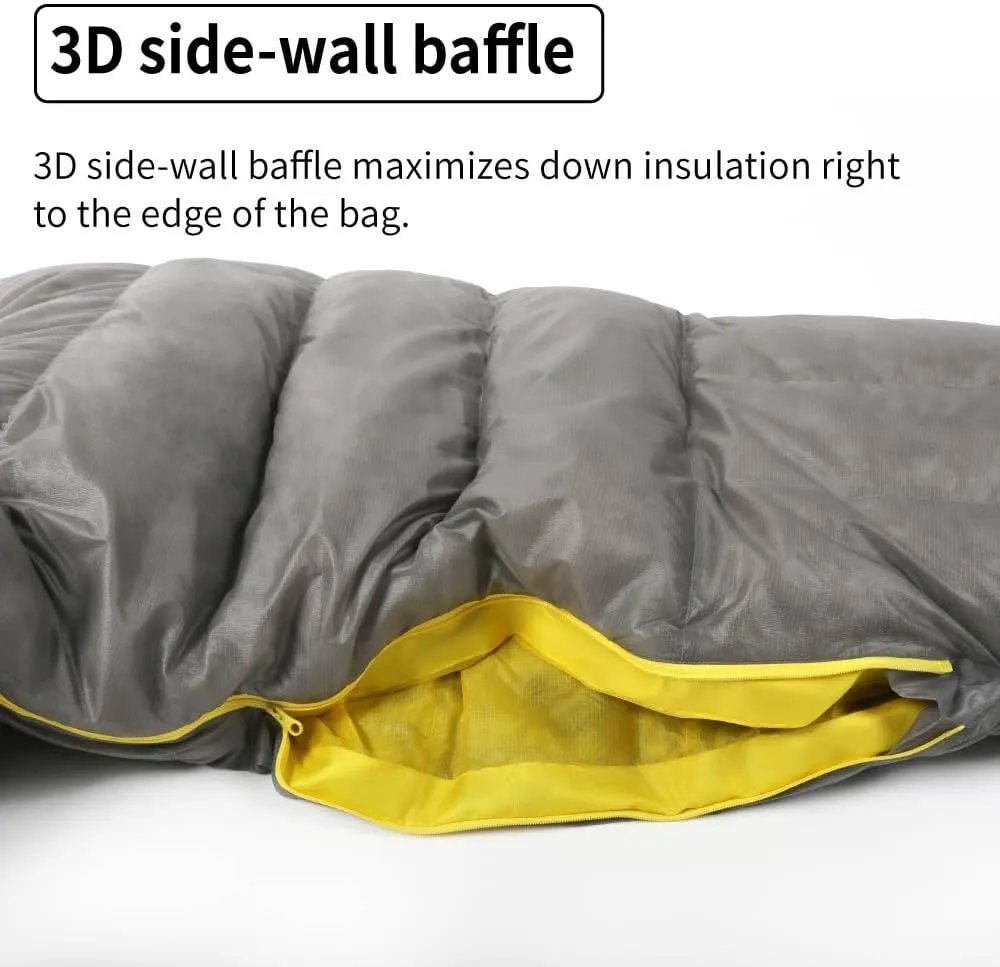 Dusk Upgrade 7D Ultralight 800FP Ultra Dry Down Pro Sleeping Bag Backpacking Camping Hiking for Men & Women