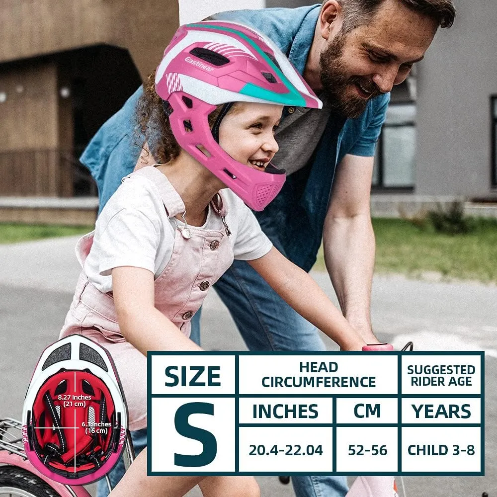 EASTINEAR Kids Bike Helmet Full Face Adjustable Children Bicycle Helmets with LED Light Cycling Helmet for Boys and Girls Ages 3-8