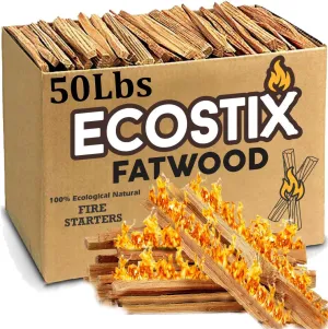 Eco-Stix Fatwood Fire Starter Kindling Firewood Sticks Bulk Packaged Firestarters 100% All Natural Resin Ocote 50LB