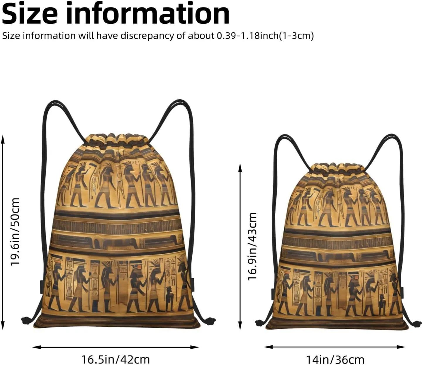Egypt Hieroglyphics Waterproof Drawstring Gym Backpack Bag For Men&Women,Sport Gym Sack Travel Daypack,Personalized