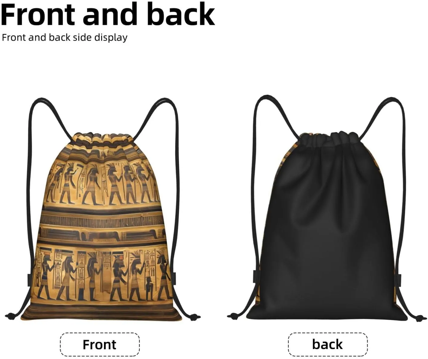 Egypt Hieroglyphics Waterproof Drawstring Gym Backpack Bag For Men&Women,Sport Gym Sack Travel Daypack,Personalized
