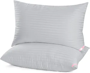EIUE Bed Pillows for Sleeping 2 Pack Queen Size，Pillows for Side and Back Sleepers,Super Soft Down Alternative Microfiber Filled Pillows,20 x 30 Inches,Grey