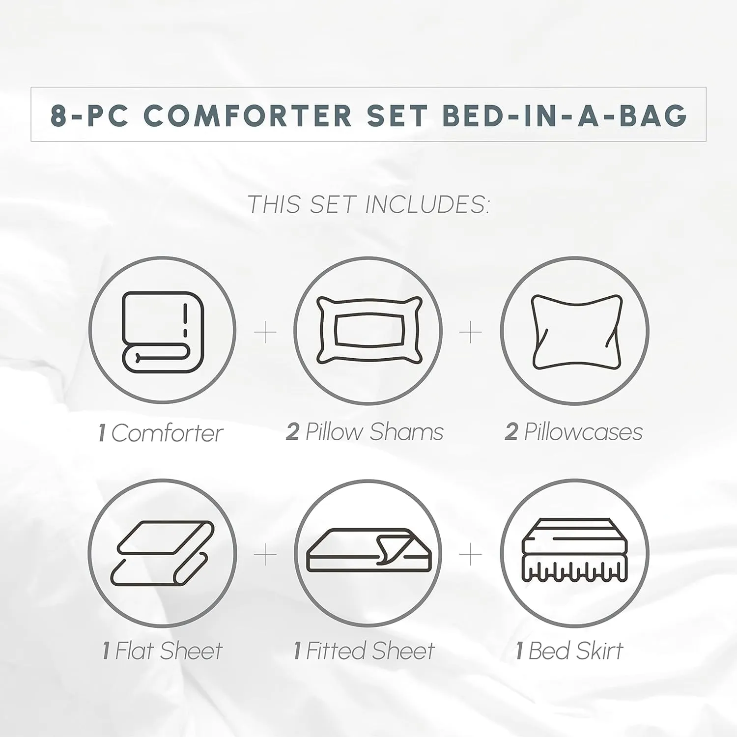 Elegant Comfort Wrinkle Resistant - Silky Soft Dobby Stripe Bed-in-a-Bag 8-Piece Comforter Set - King Chocolate
