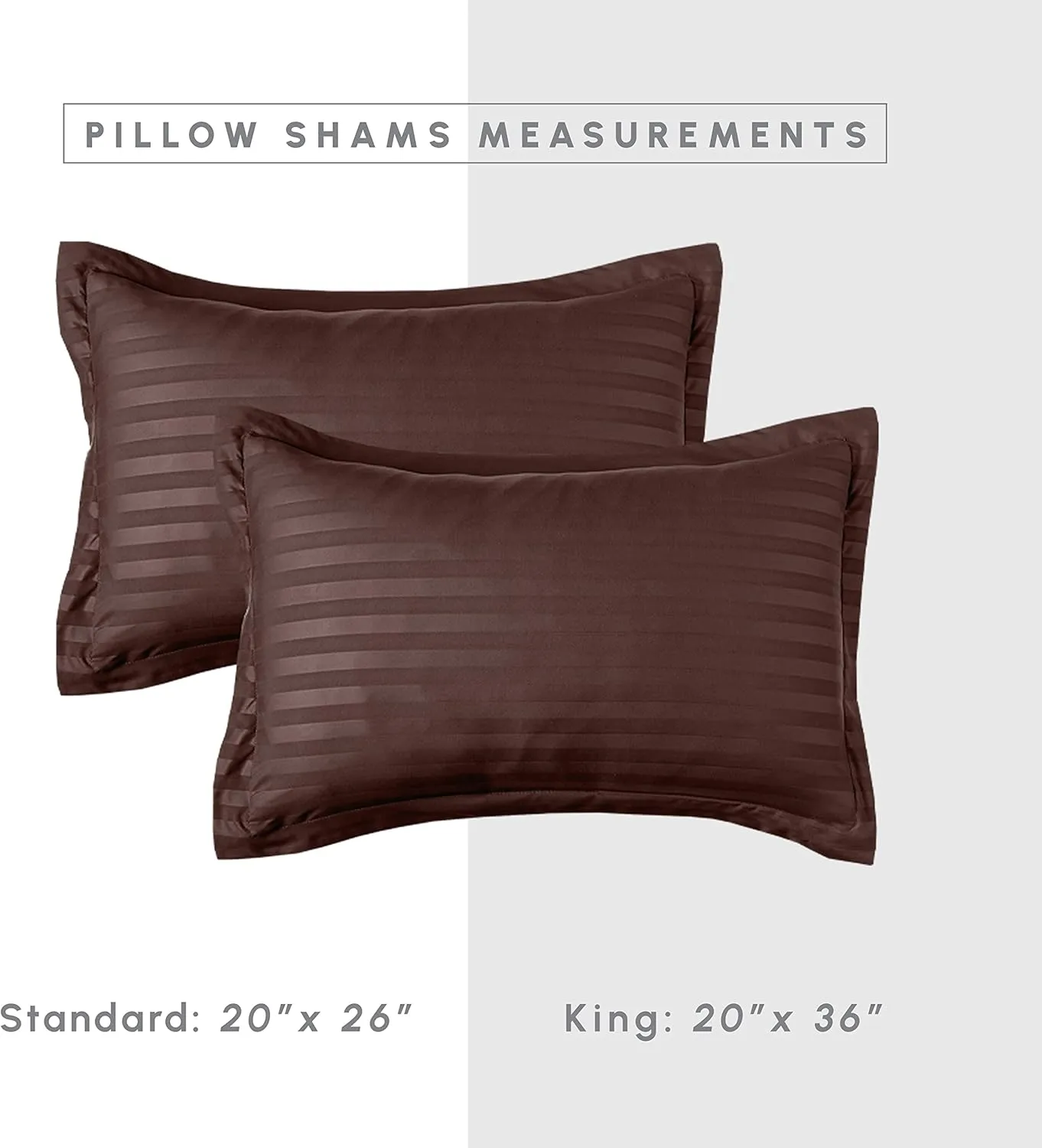 Elegant Comfort Wrinkle Resistant - Silky Soft Dobby Stripe Bed-in-a-Bag 8-Piece Comforter Set - King Chocolate