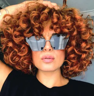 ELIM Synthetic Wig for Black Women - Ginger Short Kinky Curly Wig with Bangs, 14" Length, 250g Weight, Easy to Style, No-Hassle Return