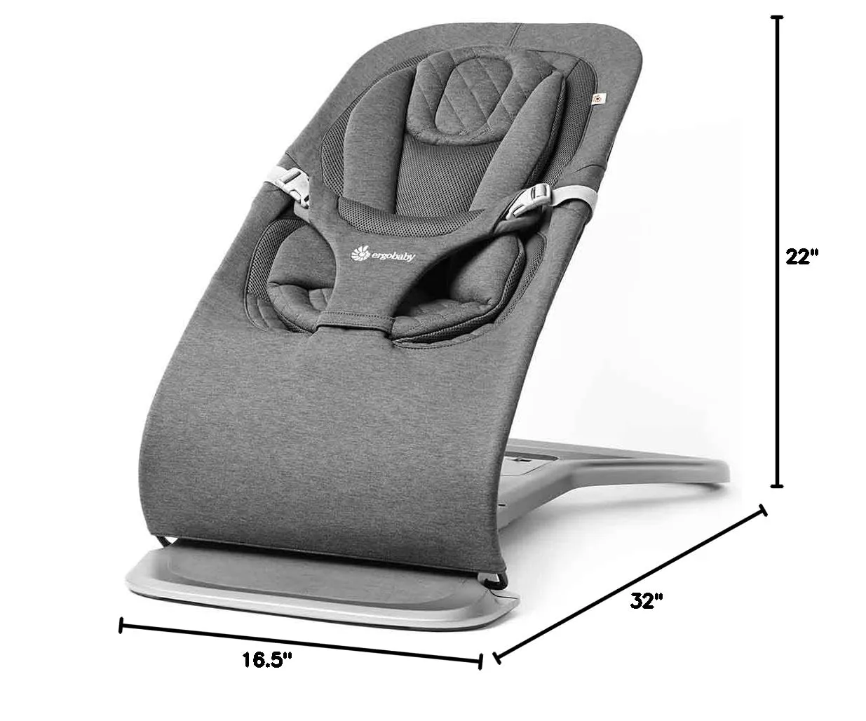 Ergobaby Evolve 3-in-1 Bouncer, Adjustable Multi Position Baby Bouncer Seat, Fits Newborn to Toddler, Charcoal