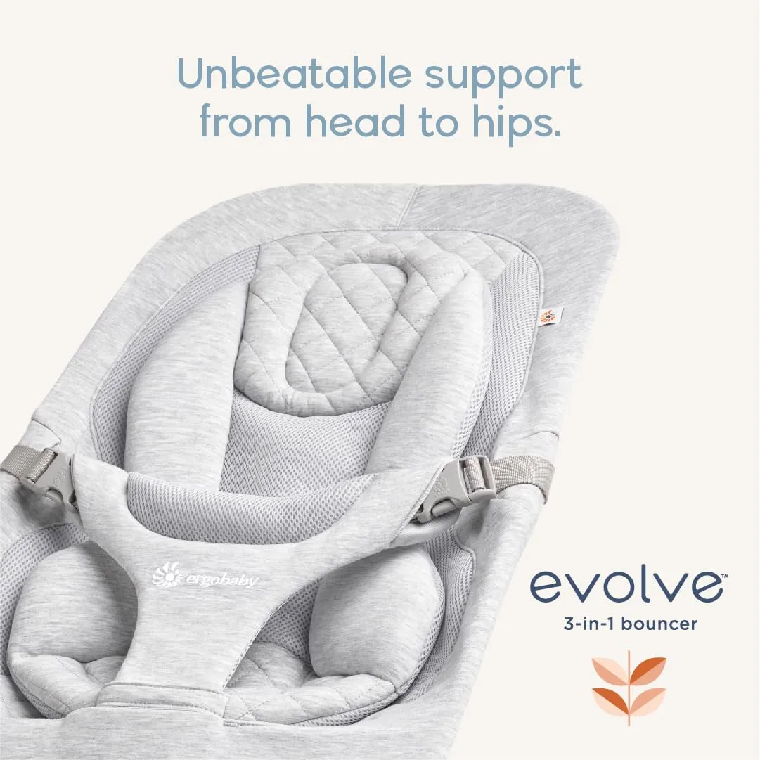 Ergobaby Evolve 3-in-1 Bouncer, Adjustable Multi Position Baby Bouncer Seat, Fits Newborn to Toddler, Charcoal