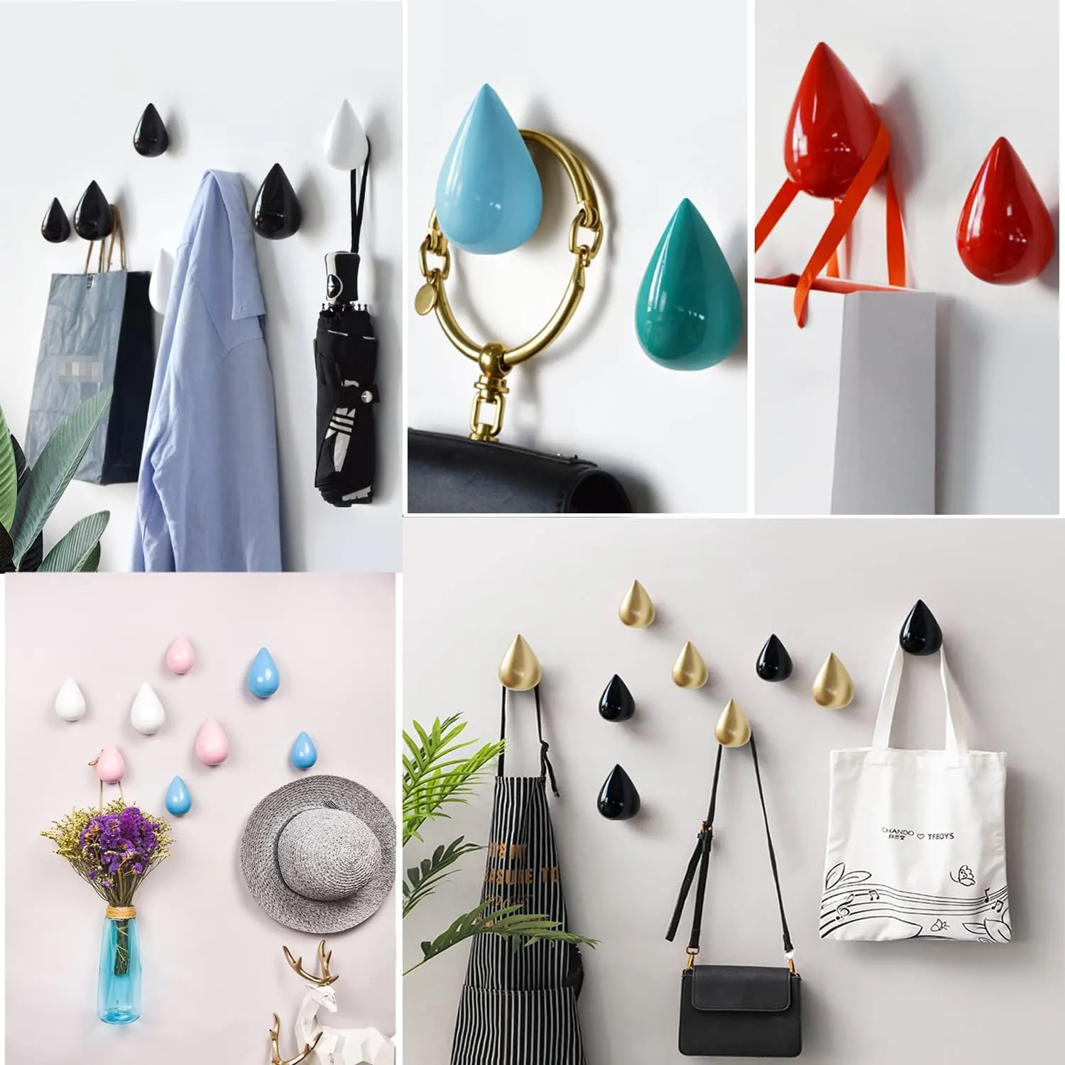 ESUPPORT Modern Decor Creative Coat Hanger Hooks Dressing Room Wall Decoration (Gold, Large)