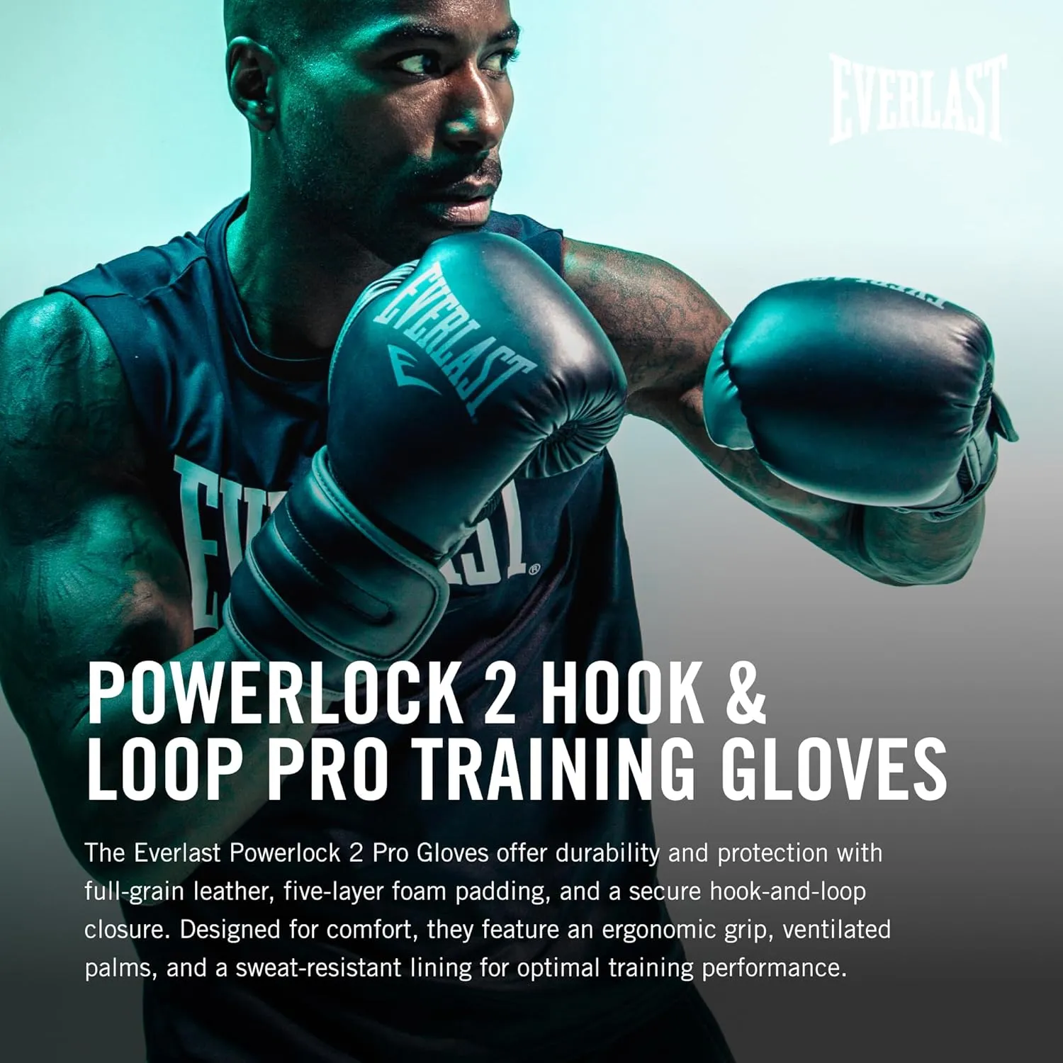 Everlast Powerlock 2 Hook & Loop Boxing Gloves | Fight Training Gloves | Hook and Loop with Durable Hand & Wrist Support | Heavy Bag & Fitness Training
