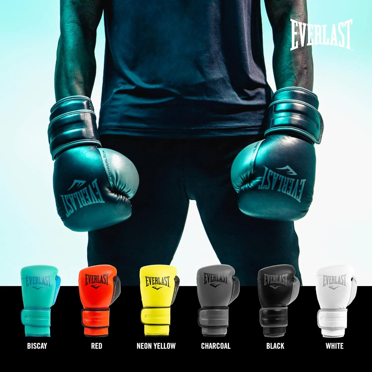 Everlast Powerlock 2 Hook & Loop Boxing Gloves | Fight Training Gloves | Hook and Loop with Durable Hand & Wrist Support | Heavy Bag & Fitness Training
